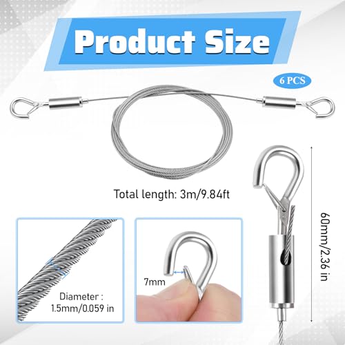 Adjustable Picture Hanging Wire 300cm x1.5mm Stainless Steel Frame Wires Rope