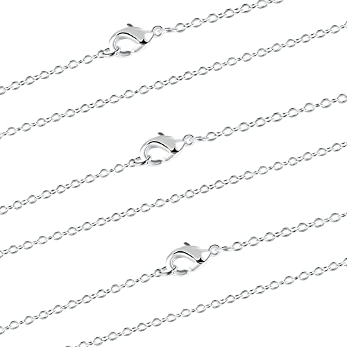 Wholesale 12 PCS Silver Plated Solid Brass Fine Flat Cable Chains (12 Count)