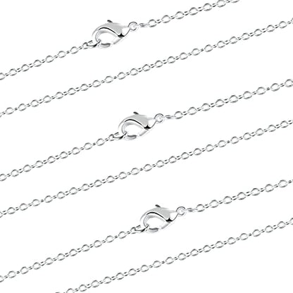 Wholesale 12 PCS Silver Plated Solid Brass Fine Flat Cable Chains (12 Count)