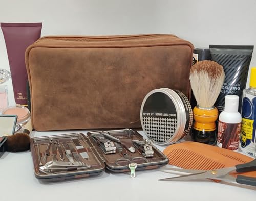 Leather Travel Toiletry Bag for Men