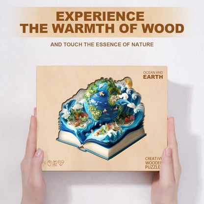 Ocean and Earth Puzzles Adults Gifts Wooden 155 Pieces 11.4 * 10.3in