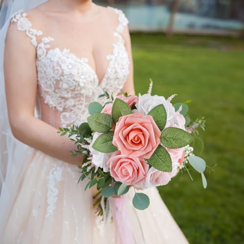Blush Shades Rose 25pcs Real Looking Artificial Flowers w