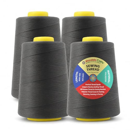 20S 2 Charcoal Gray Polyester 4 Pack of Serger Threads Cones
