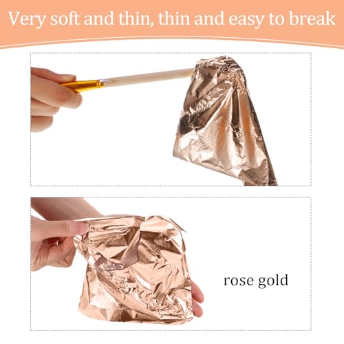 200 Pcs Gold Leaf Sheets for Art Foil Paper Leaf Art Foil Sheets Gilding Brush Thin Paper Craft for Painting Gilding Crafting Decoration