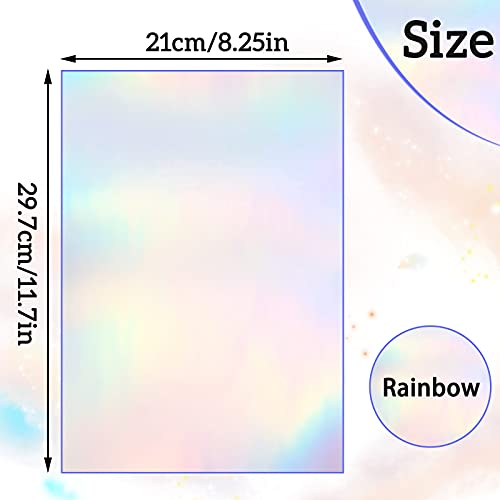36 Sheets Holographic Sticker Paper A4 Vinyl Holographic Laminate Sheets Self Adhesive Waterproof Transparent Film