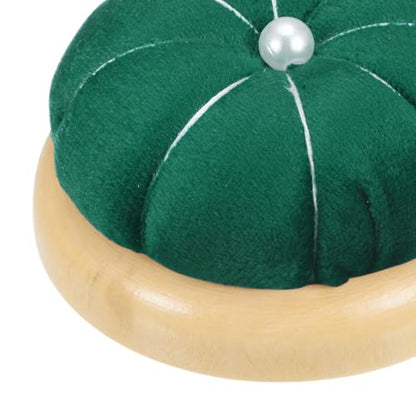 Wooden Base Pin Cushion Japanese Style Cute Needle Holder Pincushions Round for Sewing Quilting Needlework DIY Crafts