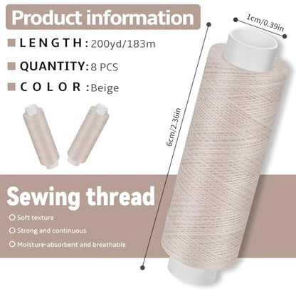 8 Rolls Sewing Thread 200 Yards Each Roll Thread for Sewing Machine (1600 Foot)