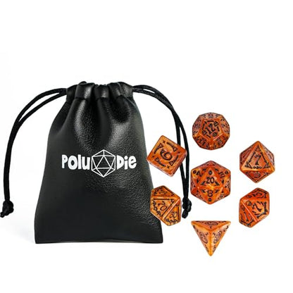 7 Die DND Dice Set Scary Pattern Polyhedral Dice Set with Dice Bag (7 Count)