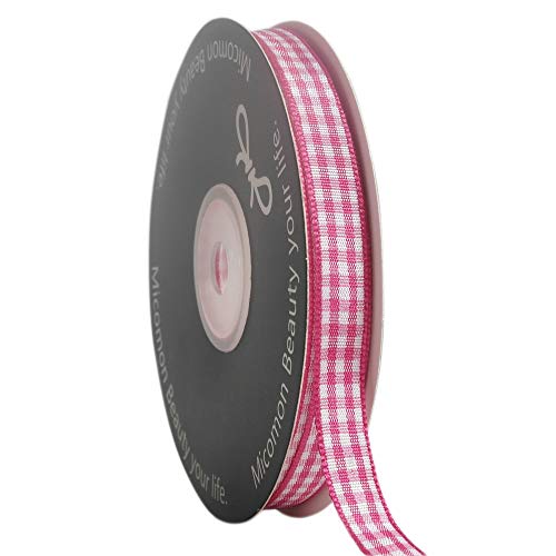 Pink and White Gingham Ribbon Hot Pink Gingham Ribbon 25 Yards Each Roll 100% Polyester (72 Foot)