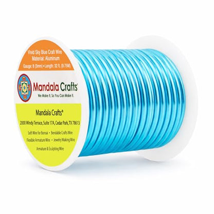 8 Gauge Vivid Sky Blue Anodized Aluminum Craft Wire