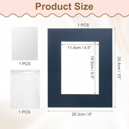 Picture Mats 8 x 10 Mat Board Center for 5 x 7 Pictures Acid Free White Core Bevel Cut Frame Mattes with Backing for Display Art Measuring