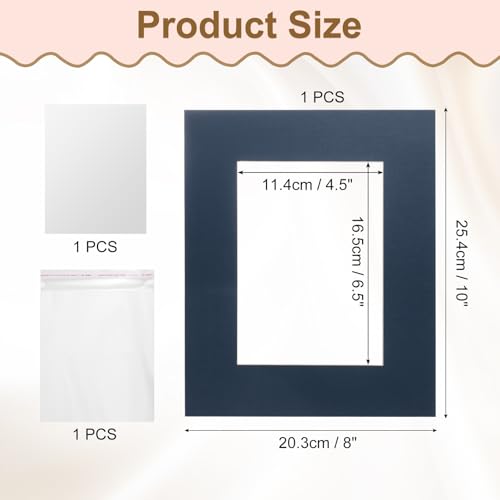 Picture Mats 8 x 10 Mat Board Center for 5 x 7 Pictures Acid Free White Core Bevel Cut Frame Mattes with Backing for Display Art Measuring