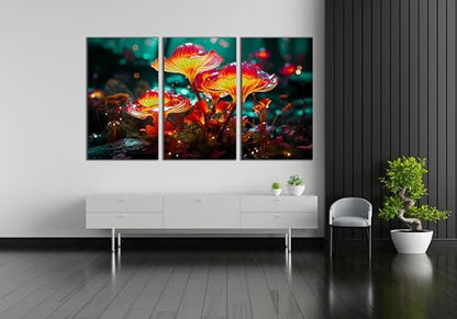 Fantastic Mushrooms Glass Wall Art Oil Painting for Living Room