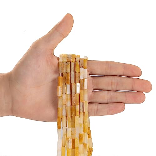 Natural Yellow Jade Rectangle Tube Beads 4x13mm 38cm (28 Count)