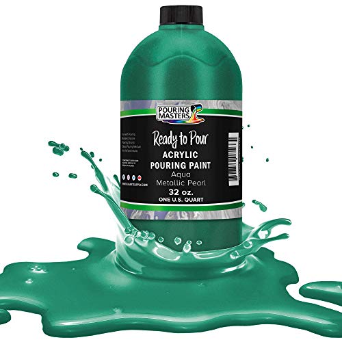 Pouring Masters Aqua Metallic Pearl Ready to Pour Acrylic Pouring Paint (32 Fl Oz)