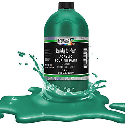 Pouring Masters Aqua Metallic Pearl Ready to Pour Acrylic Pouring Paint (32 Fl Oz)