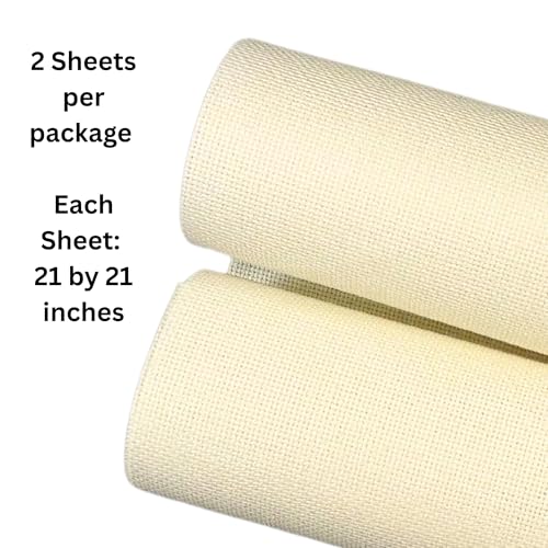 2 Sheets of Ivory 14 Count Aida Cloth