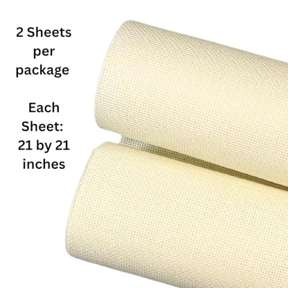 2 Sheets of Ivory 14 Count Aida Cloth