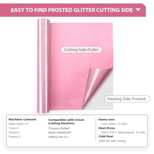 Glitter HTV 12" x 10ft Pink Glitter HTV Heat Transfer Vinyl