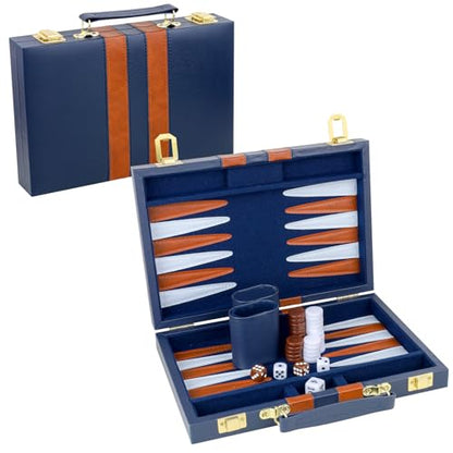 Backgammon Set 2 Players Classic Backgammon Sets for Adults Board Game with PU Leather Case Portable and Travel Backgammon Set