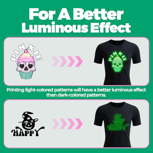 Pinkie Glow In The Dark Iron On Transfer Paper for Inkjet Printer