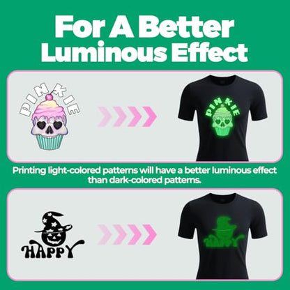 Pinkie Glow In The Dark Iron On Transfer Paper for Inkjet Printer