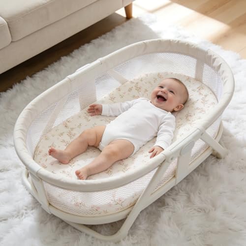 Organic Baby Bassinet Sheets 2 Pack 33”x17” 100% Muslin Cotton for Baby Girl Boy (2 Count)
