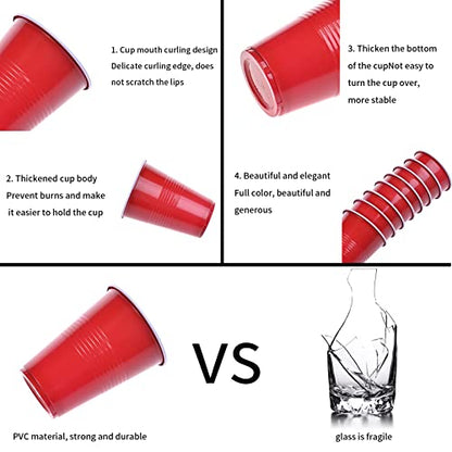 60 Packs 16 Oz Plastic Party Cups Reusable in Red and Blue