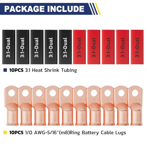 20PCS Battery Cable Lug & Heat Shrink Kit 1 (20 Count)