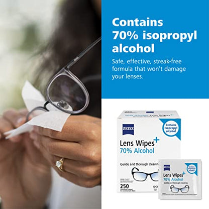 Pre Moistened Lens Cleaning Wipes with 70% Alcohol (250 Count)