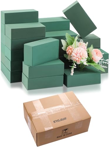 30 Pcs Floral Flower Foam Blocks Green Wet & Dry Plant Foam Brick for Fresh & Artificial Flower Arrangement Florist Supplies for DIY Arts Crafts Weddings Decorations