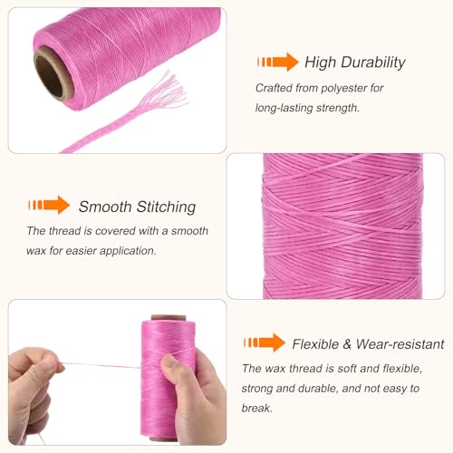 Waxed Thread 197 Yard 1mm 210D Flat Wax Thread Polyester Waxed String for Leather Sewing Hand Weaving Book Binding Home Decoration