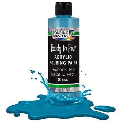 Pouring Masters Peacock Teal Metallic Pearl Ready to Pour Acrylic Pouring Paint (8 Fl Oz)