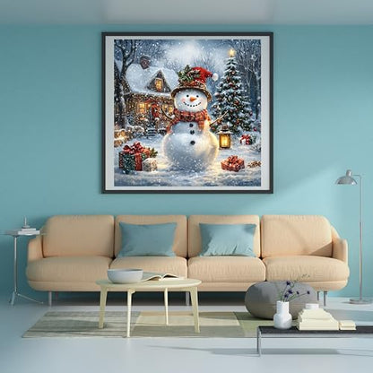 14ct Counted Cross Stitch Kits for Adults Winter Snowman House Trees Printed Stamped Cross Stitch Patterns Kits Cross Stitch Supplies