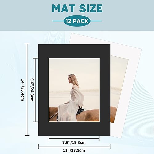 12 Packs White and Black Colors 11x14 Picture Frame Mats for 8x10 Photos