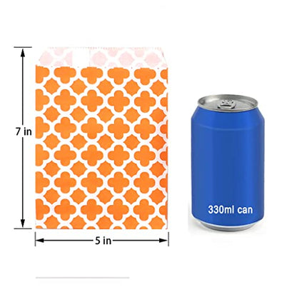 100 Pcs Orange Candy Buffet Bags Small Cookie Bags Polka Dot Paper Treat Bag for Wedding Birthday Party