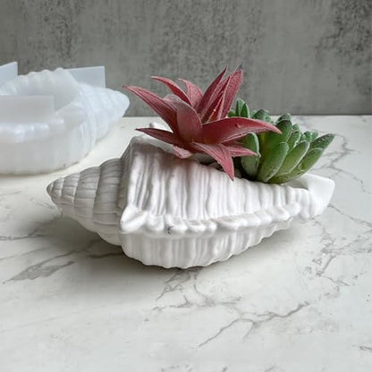 Large Conch Silicone Mold Unique Conch Shaped Tray Resin Concrete Mold 3D Candle Vessels Trinket Holder Container Epoxy Molds Marine Shell Storage Tray Casting Clay Craft Mould DIY Home Decor