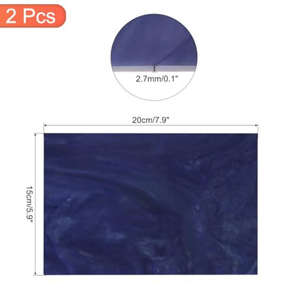 2 Pcs Stained Glass Sheet Mosaic Tile 7.9 Inch x 5.9 Inch Deep Blue Stained Glass Sheets for Crafts DIY Art Project