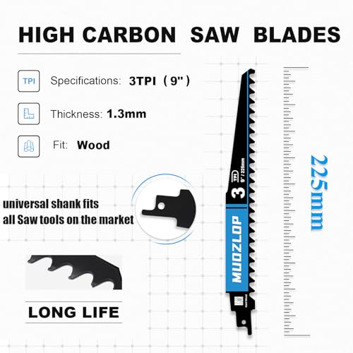 1Pack 9inch 3TPI High Reciprocating Saw Blades