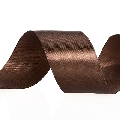 1 1 2 Inch Brown Solid Satin Ribbon for Gift Wrapping (150 Foot)