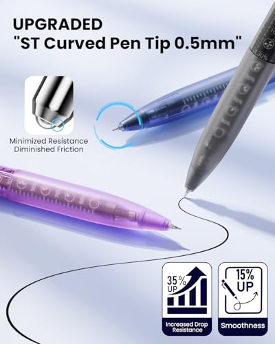6Pack 0.5mm Black Ink Quick Dry Retractable Gel Pen Set