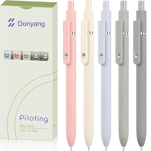 Gel Pens 5pcs 0.5mm Cute Black Ink Fine Point Pens With Smooth Writing (5 Count)