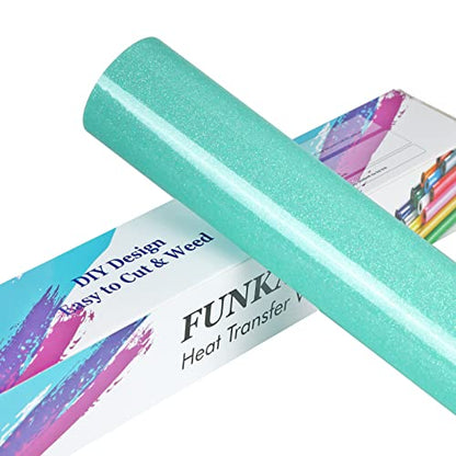 Glitter Fluorescent Light Blue HTV Heat Transfer Vinyl Rolls