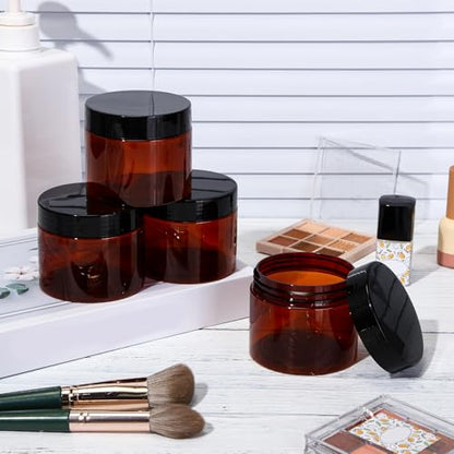 12 Pack 6 oz Plastic Container Jars with Lids Round Clear Travel Cosmetic Container Slime Jars for Toiletries (12 Count)
