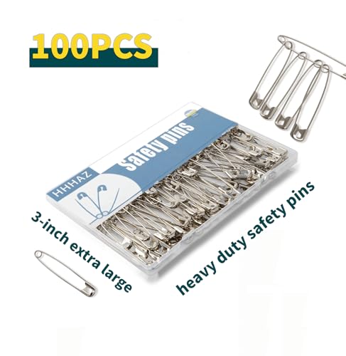 3 Inch Extra Large Safety Pins (100 Count)