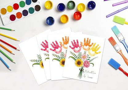 Flower Bouquet Handprint Art DIY Gifts for Mom & Grandma from Daughter Son (10 Count)