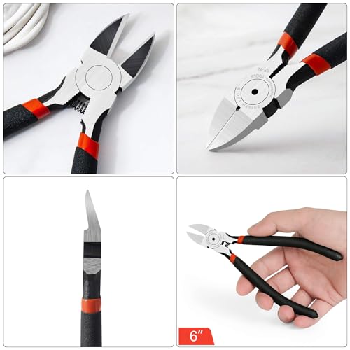 Wire Cutters Heavy Duty 5 Pack Side Cutters 6 Inches Wire Snips Flush Cut Pliers Metal Cutting Tool for Crafting (5 Count)