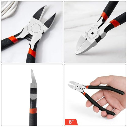 Wire Cutters Heavy Duty 5 Pack Side Cutters 6 Inches Wire Snips Flush Cut Pliers Metal Cutting Tool for Crafting (5 Count)
