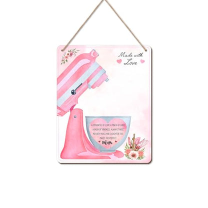 DIY Mothers Day Handprint Baking Mixer Craft Shape Hanging Sign for Mom Baking