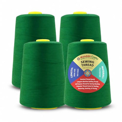 40S 2 Forest Green Polyester 4 Pack of Serger Threads Cones